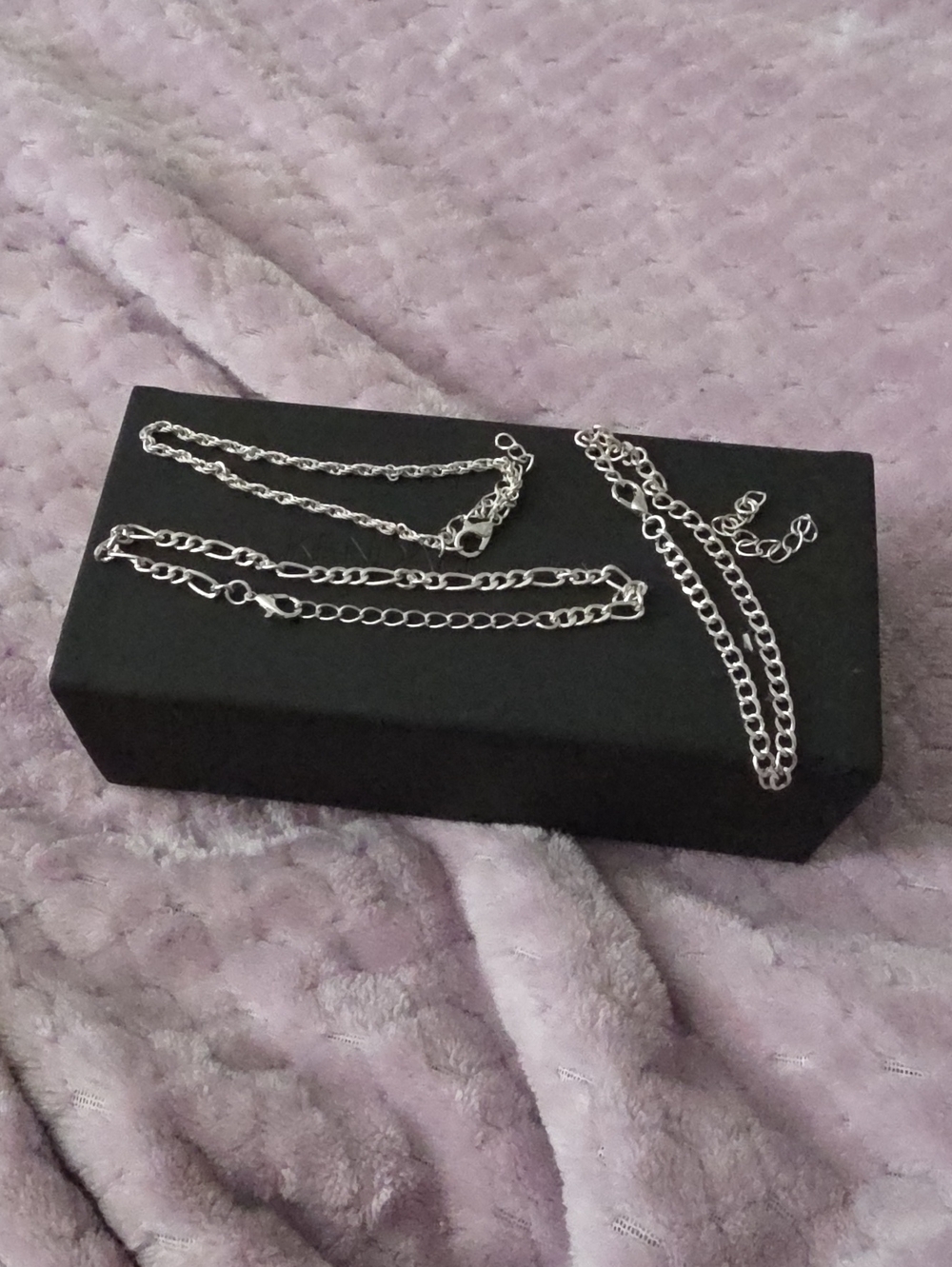 Sterling Silver Tone Link Chain Necklace/ Braclete  Jewelry  Set Of 3